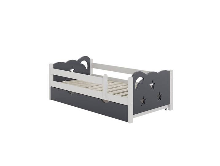 VitaliSpa Kinderbett Jessica Grau 70x140 cm mit Schublade, ohne Matratze, Holzwerkstoff, Rechteckig, 146x53x76 cm, Baby- und Kindermöbel, Kinderzimmer & Jugendzimmer