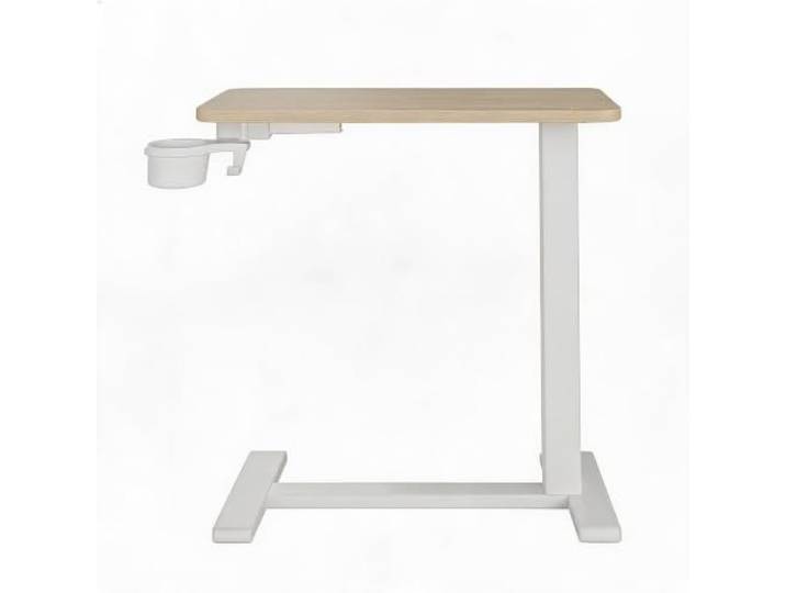 Verstellbarer Tisch mit Rollen, Beistelltisch aus MDF-Holz, Gasdruckfeder Luftunterstützung, Einhand-Höhenverstellung, leise versenkbare Rollen, für Wohnzimmer, Schlafzimmer und Büro