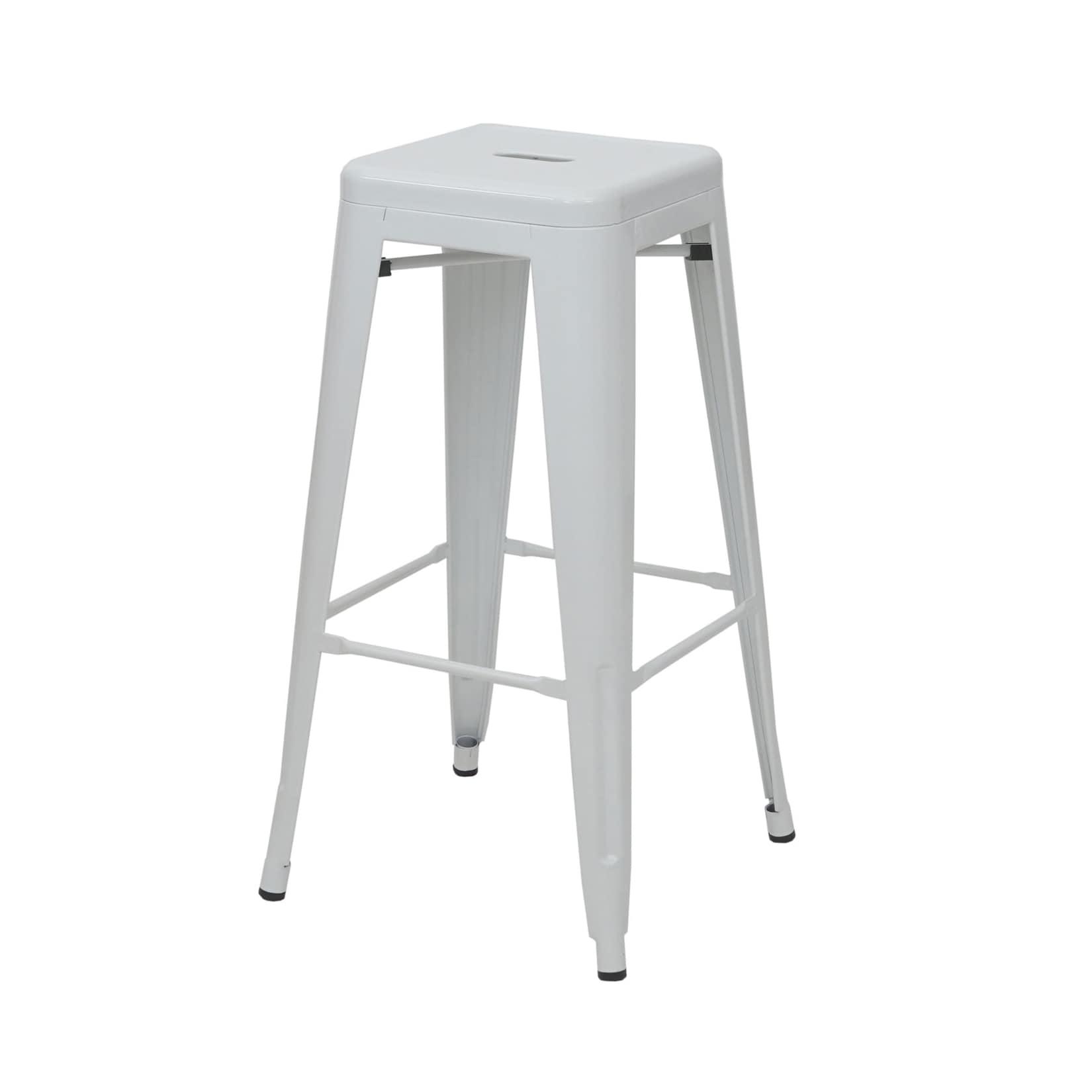 Barhocker MCW-A73, Barstuhl Tresenhocker, Metall Industriedesign stapelbar ~ weiß