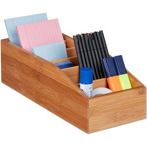Relaxdays Schreibtisch-Organizer 10024602, Bambus, 6 Fächer, braun