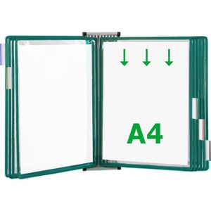 Tarifold Sichttafelsystem 414105, A4, Wandhalter, grün, inkl. 10 Sichttafeln