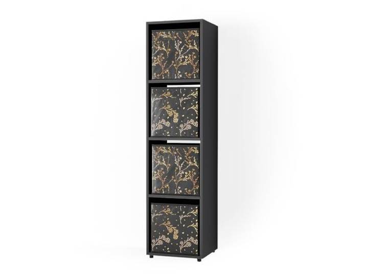 Vicco Raumteiler Ludus , Schwarz 142.5 x 36.2 cm mit 2 Faltboxen opt.2, zur Aufbewahrung von Boxen und Gegenständen geeignet