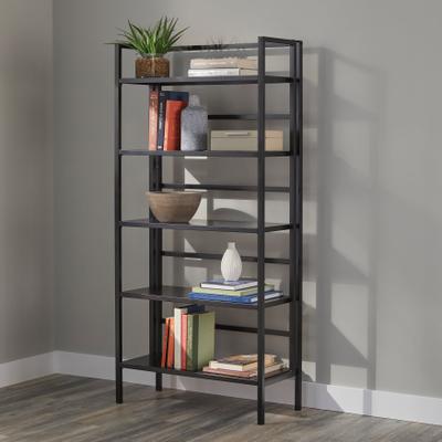 5-Tier Folded Metal Bookshelf by BrylaneHome in Black