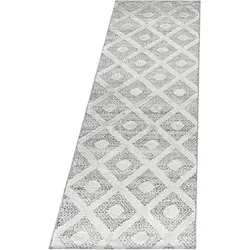 Teppich Esszimmer 3D Geometrisch Modern Waschbar Strapazierfähig Wohnzimmer Pflegeleicht Läufer Grau 80x250 cm – GENF von Kadima Design