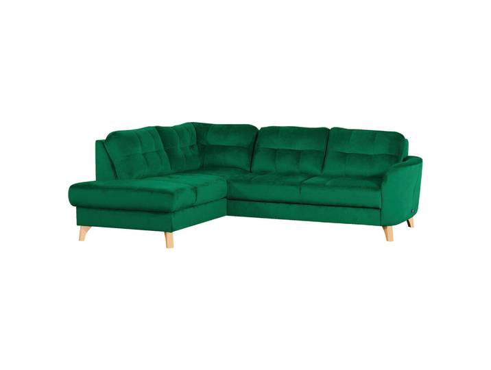 Livetastic Ecksofa, Dunkelgrün, Holz, Buche, Ottomane links, L-Form, 236x190 cm, Made in EU, seitenverkehrt erhältlich, Rücken echt, Wohnzimmer, Sofas & Couches, Wohnlandschaften, Ecksofas