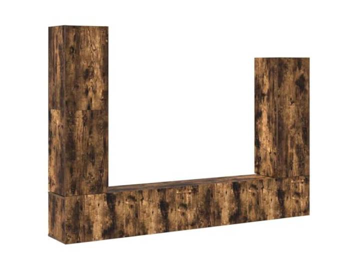 GKHPYURE TV-Möbel-Set, 4 Stück, Eiche Rauch, Holz, mehrschichtig Wanddesign, großer Stauraum, TV-Schrank 110 cm, 90 cm, 2 x 100 cm