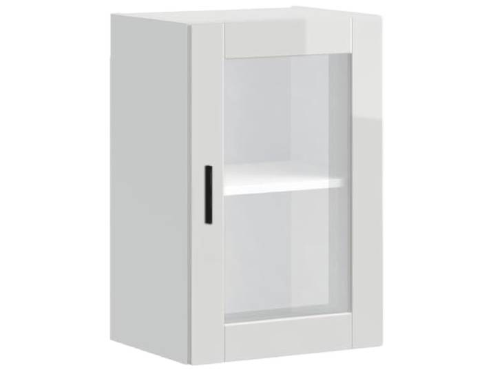 Wandschrank für die Küche, Weiß, glänzend, mit Glastür Holzwerkstoff, glatte Oberfläche, feuchtigkeitsbeständig, Aufbewahrung von Schüsseln, Tellern, Töpfen, Wandmontage