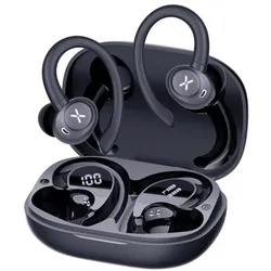 Techsuit - Wireless Earbuds (P1) - Bluetooth V5.4, 300mAh, ANC, ENC, 4 Mic - Black (ANC, Kabellos), Kopfhörer, Schwarz