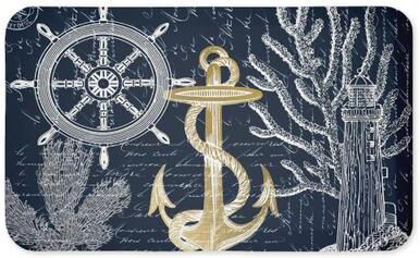 "Stupell Vintage Nautical Sea Letters Printed Anti-Fatigue Floor Mat, design by Kim Allen, 30""x18"""