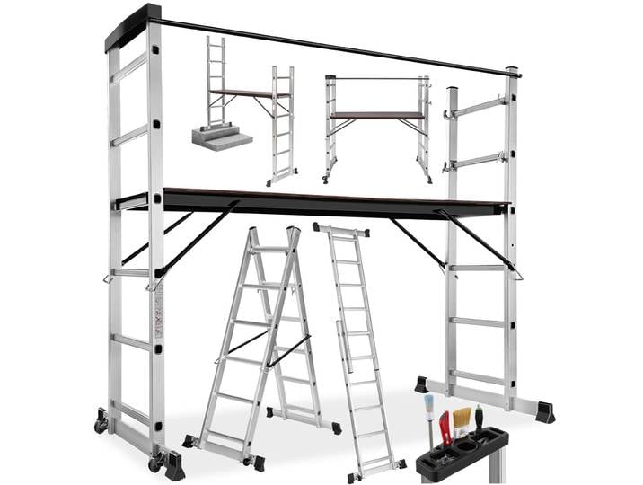 Échelle polyvalente en aluminium avec structure en échelle - argent