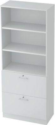 Hängeregistraturschrank JENA, 5 OH, B 800 mm, 2 Schubladen, abschließbar, lichtgrau