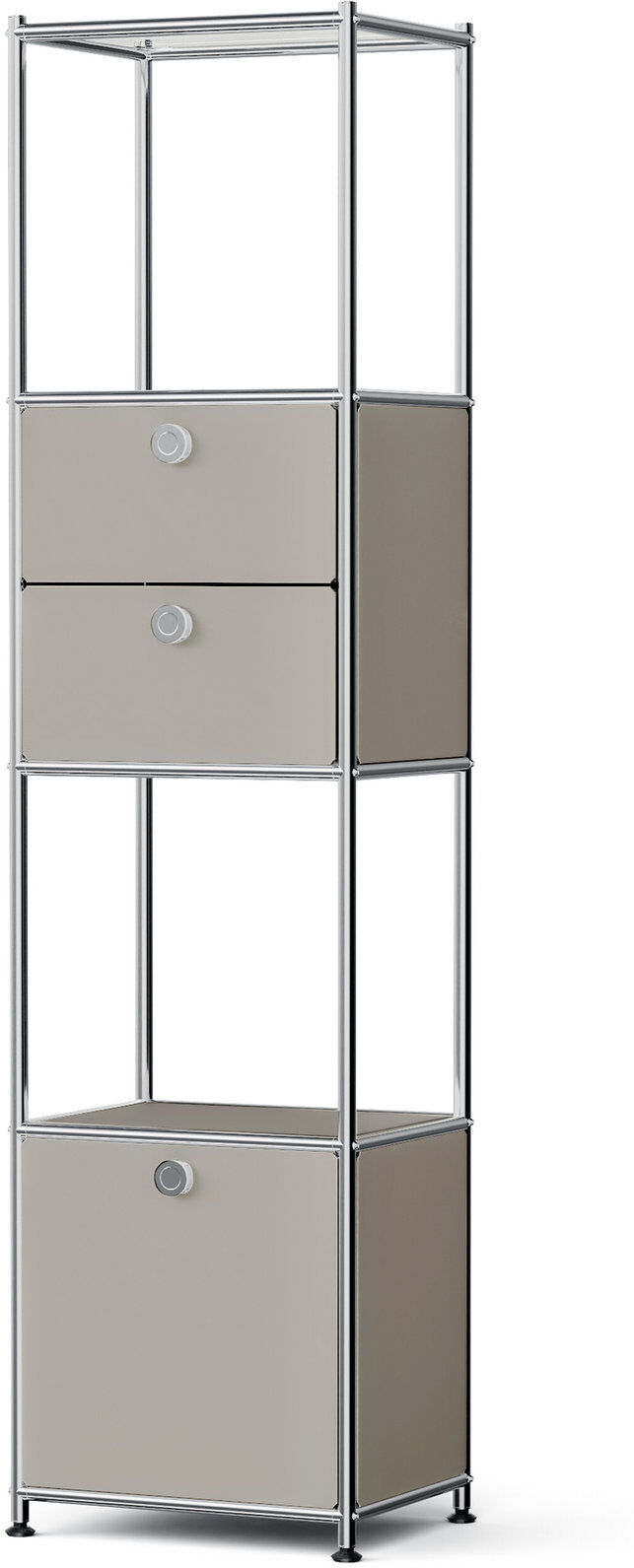 Tchibo - Metall-Regal »Cn3 Slim Line« mit 2 versetzbaren Schubladen und 1 versetzbaren Klappe - 40x30,5x158,5cm - hellgrau -
