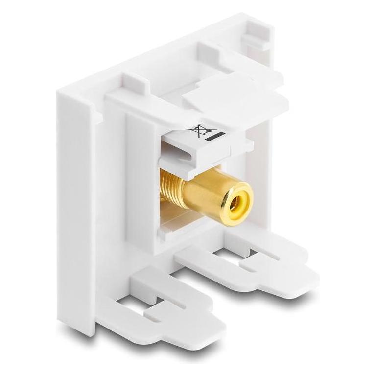 Delock Easy 45 Modul Cinch Buchse zu Cinch Buchse vergoldet gelb / weiss (Winkeladapter) (91817)