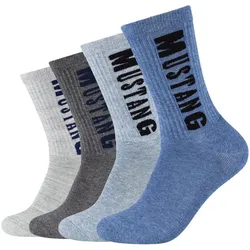 4er Pack Mustang Casual Baumwolle Crew Tennissocken Herren 5502 - denim mix 35-38