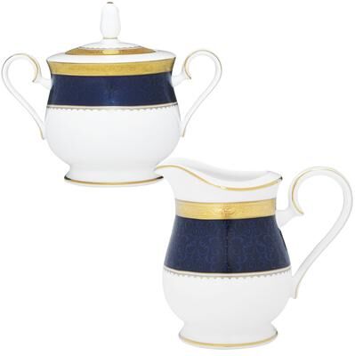 Noritake Odessa Cobalt Gold Sugar & Creamer Set