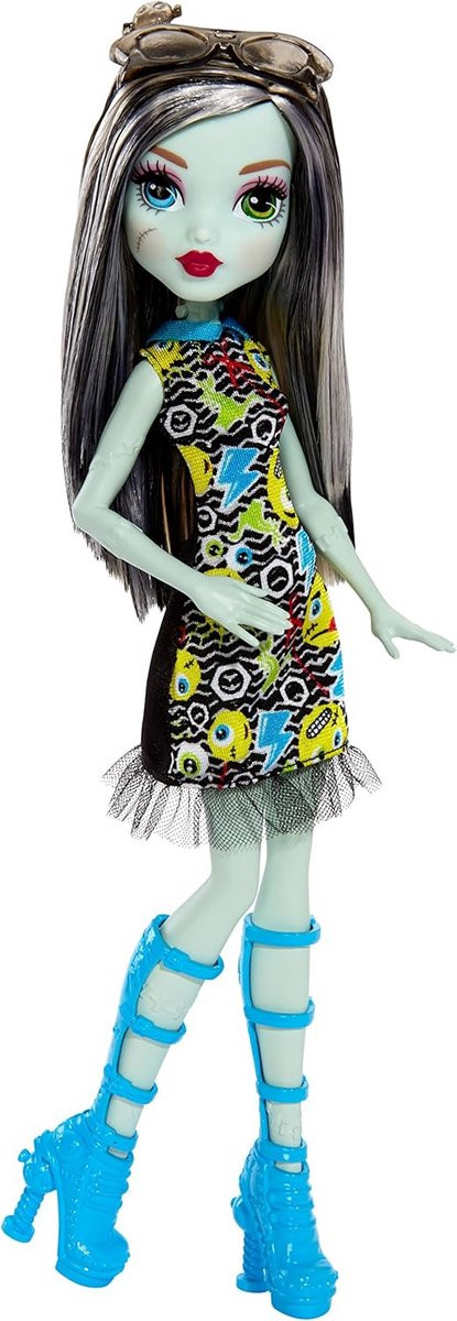 Frankie Stein Pop Mode Pop met Emoji Print - Zwart Blauw - 1 stuk