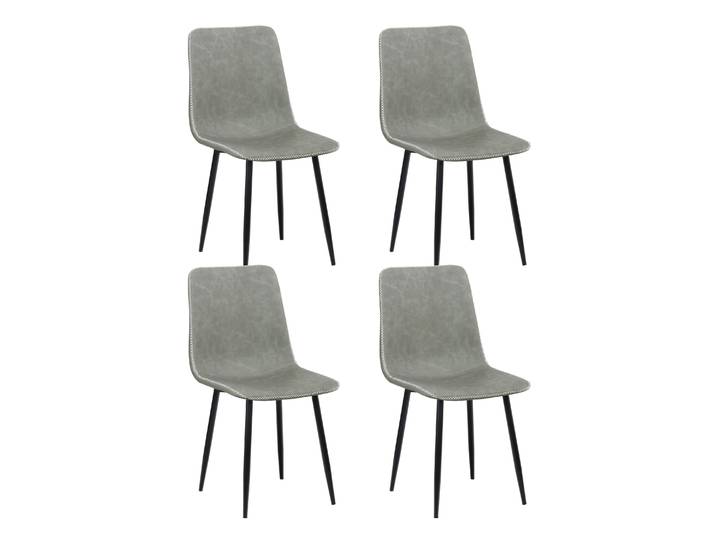 Esszimmerstuhl Leder SKY 4er Set grau