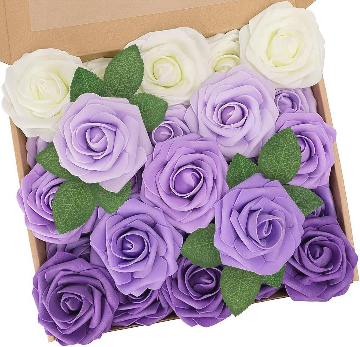 N&T NIETING Kunstbloemen Rozen met steel, 25 stuks, Paars