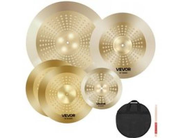 VEVOR Beckenset 4-teilig 254mm Splash 355mm HiHat 400mm Crash 505mm Ridebecken (10 14 16 20 Inches)