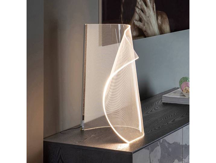Schuller Valencia Designer Tischlampe Velos, dimmbar, klar / transparent, für Wohn- / Esszimmer, Kunststoff, Design