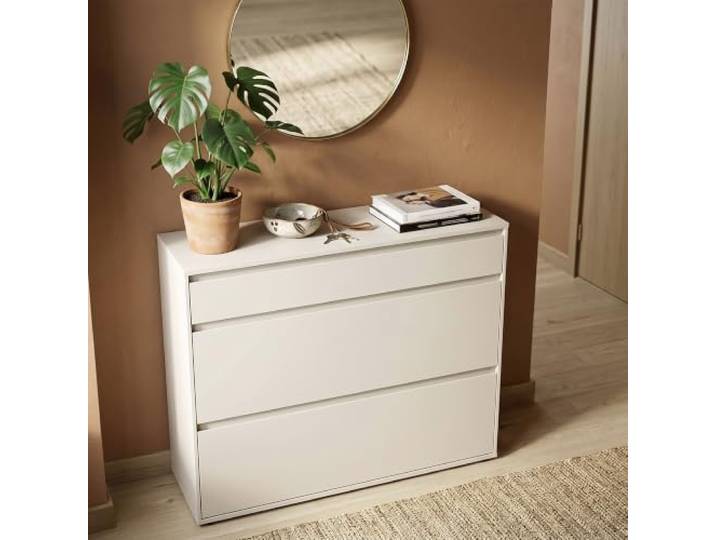 Lomadox Wohnzimmer Kommode 111,5 cm breit in Kaschmir Beige mit 2 Klappen & 1 Schublade