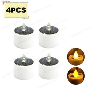 Uplift Picks Solar Flameless Tea Light Candles For Waterproof Outdoor Holiday Decor Ambiance 4 Pcs warm
