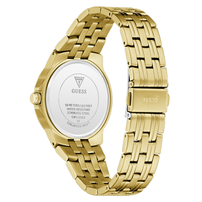 Quarzuhr GUESS "ARCHIE", gold (goldfarben, schwarz, goldfarben), Armbanduhren, Herren, Quarzuhr, Armbanduhr, Damenuhr, Herrenuhr, Edelstahlarmband, analog