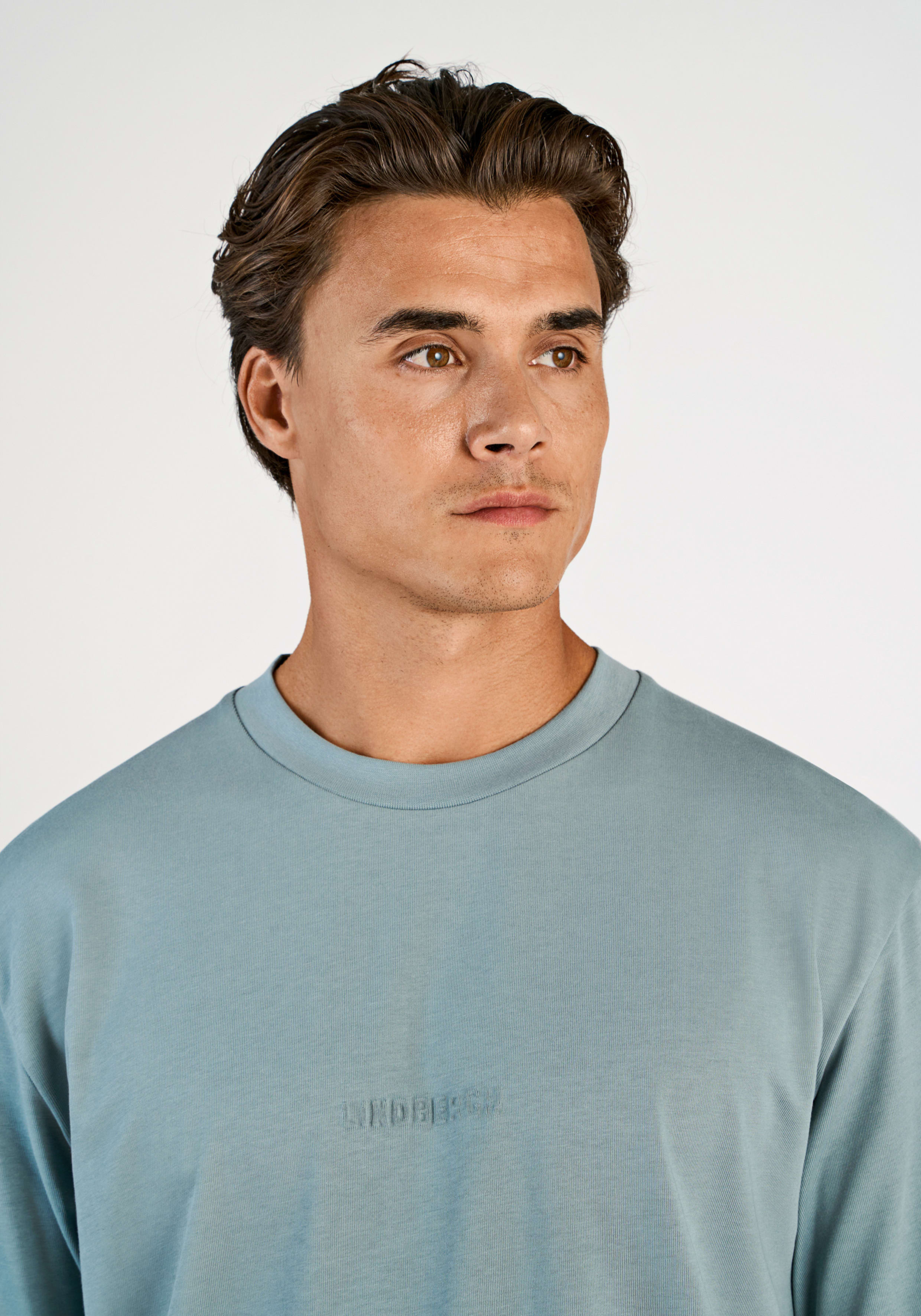 Kurzarmshirt LINDBERGH, Herren, Gr. XXL, blau (dk aqua), Jersey, Obermaterial: 100% Baumwolle, bedruckt, unifarben, regular fit hüftbedeckend, Rundhals, Shirts Kurzarmshirt, mit Lindbergh-Pressung