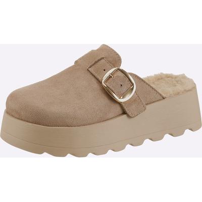 Pantolette HEINE, Damen, Gr. 39, Synthetik, taupe, Schuhe Pantolette