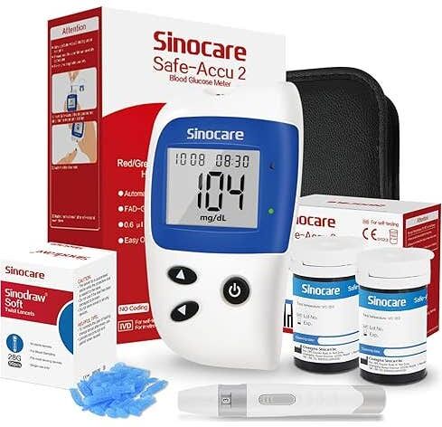 Sinocare Safe-Accu2 Kit Glucómetro + 50 Tiras + Disposit Punción