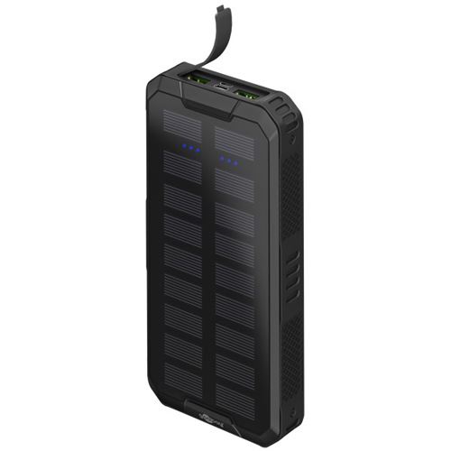 Goobay Outdoor Schnelllade-Powerbank 20.000 mAh mit Solar (schwarz, USB-C PD, QC 3.0)