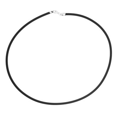 Halsreif OSTSEE-SCHMUCK "- Kautschuk 3,0 mm - Kautschuk -" Gr. 42, schwarz (schwarz, silber 925), Halsketten, Damen, 42, Kautschuk