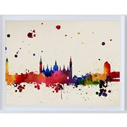 POSTER Zaragoza City Skyline A3 Schwarzer Rahmen