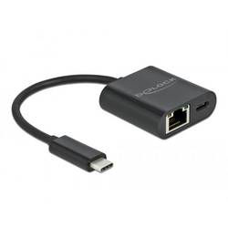 Delock USB 2.0 Adapter [1x USB-C® Stecker - 1x RJ45-Buchse, USB-C® Buchse] 66644 11.5 cm