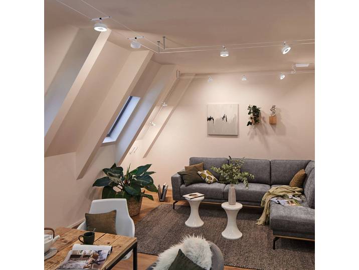 Paulmann Circle LED-Seilsystem 5fl. weiß matt, weiß / opal, für Flurbereich, Metall, Modern