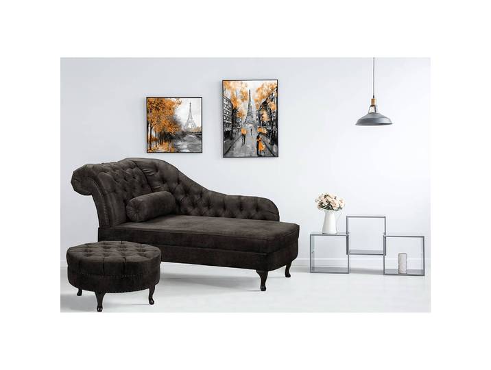 Recamiere Dale Schwarz Microfaser Rica 185 x 93 x 75cm Armlehne davorstehend links Glamour