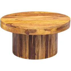 KADIMA DESIGN Couchtisch 60x30x60 cm Sheesham Massivholz Sofatisch, Design Wohnzimmertisch Rund, Stubentisch Kaffeetisch Braun, Tisch