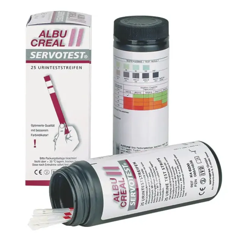 Servoprax GmbH SERVOTEST Albucreal II Urinteststreifen (25 Stück) Parameter: Mikroalbumin, Kreatinin K4 6200