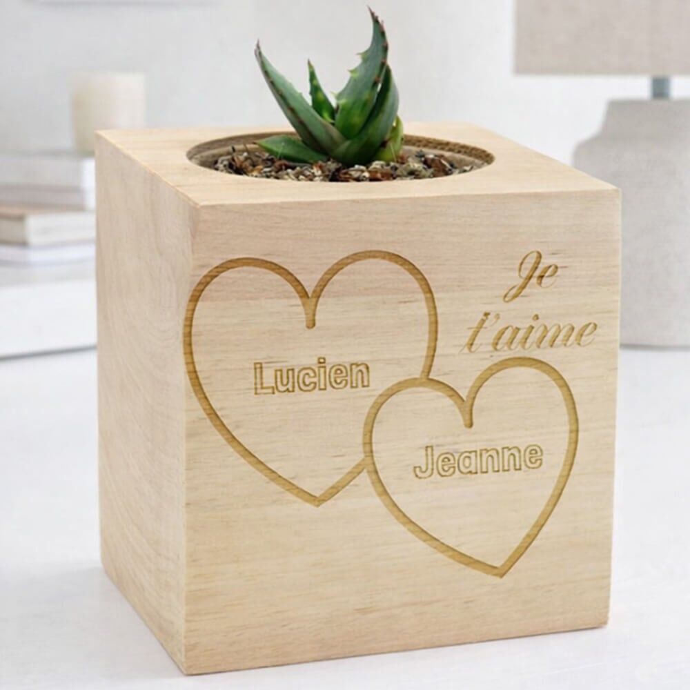 Ocadeau Ecocube Saint Valentin gravé