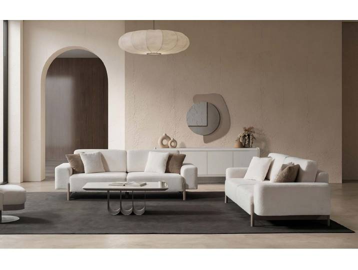 Xlmoebel 3-Sitzer Sofa Set 3 Sitzer Modern Weiss Edel Luxus Design Wohnzimmer, 2 Teile