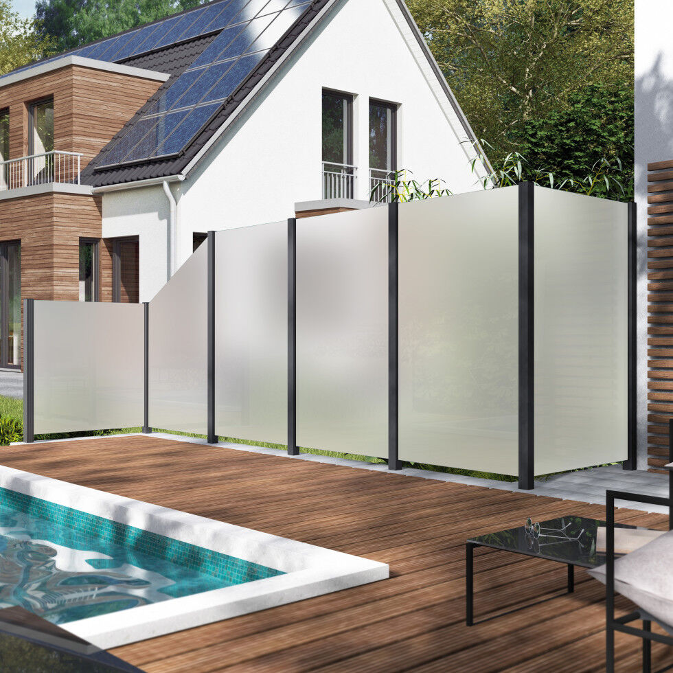 Ambiente Glaszaun Erweiterungsset Klarglas mit Siebdruck 187 x 107,2 cm anthrazit