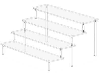 Inspired Finds Clear Acrylic Display Stand For Collectibles, Figurines, Cosmetics & Retail Showcase 15.75x3.15in Four Layer
