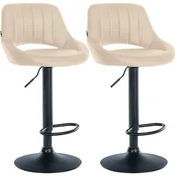 CLP 2er Set Barhocker Milet Kunstleder B   Farbe: creme, Material Gestell: Metall matt schwarz
