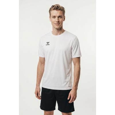 Trainingsshirt HUMMEL "HMLESSENTIAL JERSEY S/S", Herren, Gr. L, weiß, Trikot, Obermaterial: 100% Polyester, unifarben, Basic normal, Rundhals, Shirts, Kurzarm-Design, mit Rundhalsausschnitt, in Trikot-Qualität