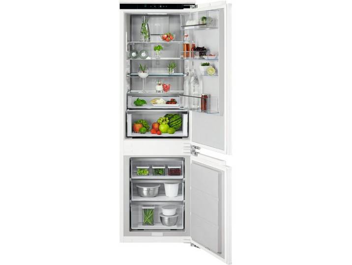 AEG Einbaukühlgefrierkombination Serie 8000 TSC8M18WCC, 177 cm hoch, 55,7 cm breit, 360°Cooling-optimale Luftfeuchtigkeit & Zirkulation, NoFrost, Festtür