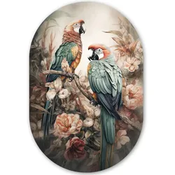 WANDBILD Papageien - Vögel - Natur - Blumen Wanddeko Schlafzimmer 60x90 cm