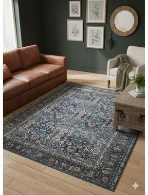 Amer Rugs Alaska Machine-Washable Vintage Medallion Runner Area Rug