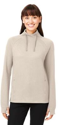 North End NE200W Women's Rhythm Waffle Cross-Neck Pullover T-Shirt in Oatmeal size XS   60/40 Cotton/Polyester