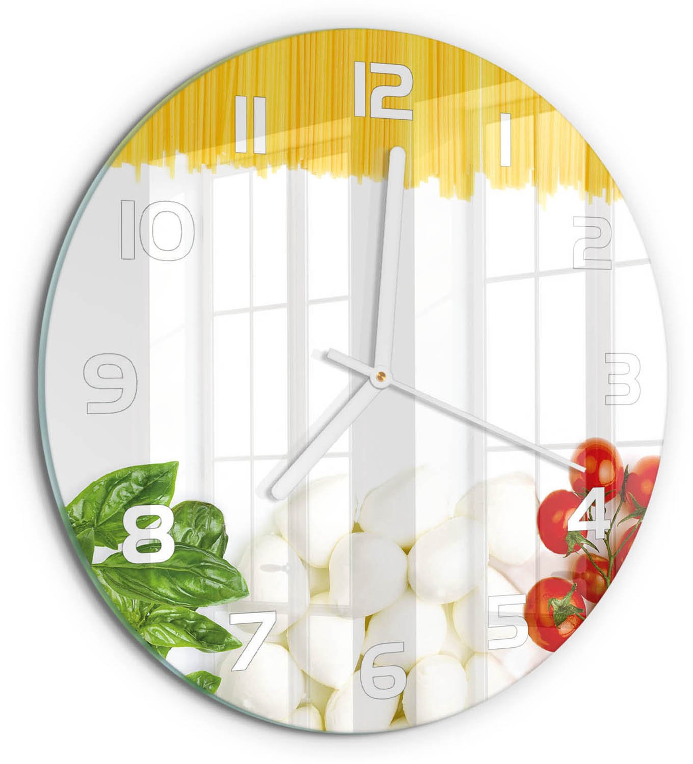 Tulup Wandklok Italiaanse vlag Glazen Klok met Print - Veelkleurig - Diameter: 30 cm