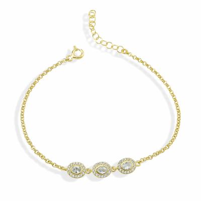 Armband DKENIZ "925/- Sterling Silber vergoldet Pure Elegance", gold (gold, weiß), Armbänder, Damen, 18+4cm, Silber 925 (Sterlingsilber), glänzend, Goldarmband Armkette